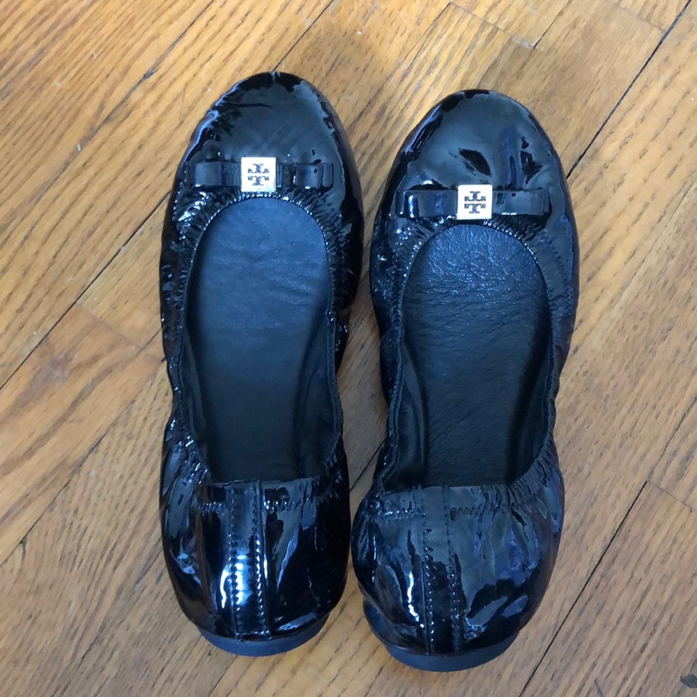 Tory Burch black patent leather flats